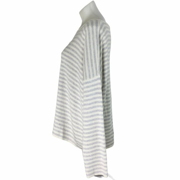 Eileen Fisher Striped Organic Cotton Linen Bateau Neck Sweater NWT - Picture 5 of 12
